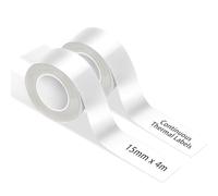 RUNSEW Phomemo Lot de 2 rouleaux de ruban adhésif continu pour imprimante d'étiquettes modèle D30, imperméable, anti-huile et résistant aux rayures, convient pour la maison et le bureau, 15 mm x 4 m