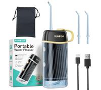Runstar Hydropulseur Jet Dentaire Électrique Mini Portable, 160ml réservoir, 4modes (DIY/Normal/Impulsion/Doux) - Élimine 99% de la plaque dentaire, Soins Hygiène Dentaire pour Voyage et Maison
