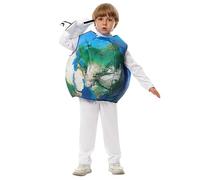 Runstarshow Costume d'Halloween pour enfants de 5 à 10 ans pour garçons et filles - Ensemble 3 pièces avec cape et cape de planète blanche - Body avion, gants, carnaval