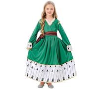 Runstarshow Costume d'Halloween pour filles - Costume de fée de la forêt - Jolie robe verte d'elfe ethnique - Costume de chasseuse - Pour fête et costumade - 5 à 14 ans