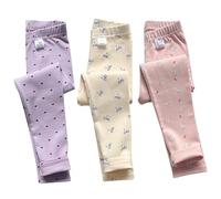 Runstarshow Lot de 3 leggings pour fille - Collants à motifs cœurs mignons à pois et nœud en coton imprimé lapin - Pantalon de pyjama pour petite fille de 2 à 12 ans, B-3 pièces., 7-8 ans