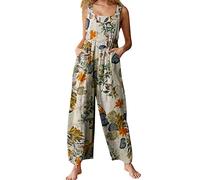 Runstarshow Salopettes Femmes UK Combinaisons Amples Femmes Combinaisons-Pantalons Jambe Large Décontractée Barboteuse Dames Combinaison Pantalon Surdimensionné Imprimé Floral pour Été Vacances Vie
