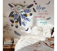 Runtoo Autocollant mural motif attrape-rêves avec citations de plumes pour chambre de fille, chambre d'enfant, décoration d'intérieur