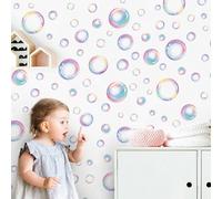 Runtoo Autocollants muraux à bulles pour salle de bain, décoration de fête d'anniversaire bohème sous la mer arc-en-ciel à pois