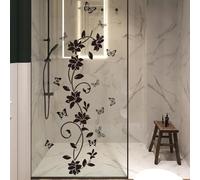 Runtoo Autocollants muraux anti-collision motif fleurs de vignes noires pour fenêtre, porte en verre, décoration pour salle de bain, salon, chambre à coucher, chambre d'enfant, bureau
