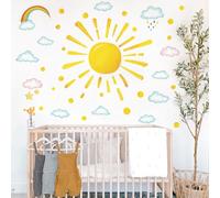 Runtoo Autocollants muraux motif soleil - Décollez et collez - Motif nuage arc-en-ciel bohème - Pour chambre d'enfant, chambre d'enfant, salle de classe