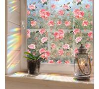 Runtoo Film de confidentialité pour fenêtre - Autocollant statique 3D en vinyle pour vitrail - Non adhésif - Motif rose arc-en-ciel - 43,2 x 101,6 cm