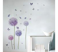 Runtoo Sticker Muraux Fleurs et Papillons Autocollant Mural Pissenlit Amovible Deco Stickers Chambre Enfant Salon Decoration