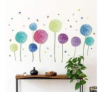 Runtoo Sticker Muraux Pissenlit Autocollant Mural Fleurs Papillon Amovible Deco Stickers Enfant Chambre Bébé Salon Decoration