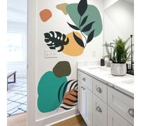 Runtoo Stickers muraux Boho Feuilles Rétro Abstrait Plante Art Mural Stickers Salon Chambre Chambre Chambre Nursery Home Decor