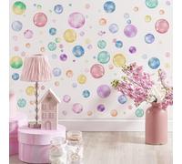 Runtoo Stickers Muraux Bulles de Savon Autocollant Mural Coloré Pois Deco Stickers Salle de Bain Salon Chambre Filles Enfants Bébé Décoration