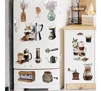 Runtoo Stickers Muraux Café Autocollant Mural Vintage Cuisine Deco Stickers Cuisine Salle à Manger Restaurants Décoration