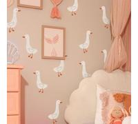 Runtoo Stickers Muraux Canard Blanc Autocollant Mural Oie Animaux Deco Stickers Salle de Bain Salon Cuisine Chambre Bébé Décoration