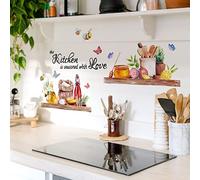 Runtoo Stickers Muraux Cuisine Autocollant Mural Citations Deco Stickers Cuisine Salle à Manger Porte de Placard Deco Stickers Décoration