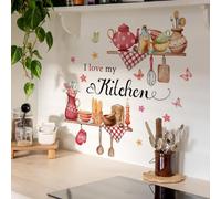Runtoo Stickers Muraux Cuisine Autocollant Mural Citations Phrase Deco Stickers Cuisine Salle à Manger Porte de Placard Deco Stickers Décoration