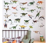 Runtoo Stickers Muraux Dinosaure Enfant Autocollant Mural Lettres Alphabet Animaux Deco Stickers Chambre Enfants Bébé Fille Garçon Décoration