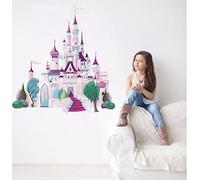 Runtoo Stickers Muraux Enfants Chateau Autocollant Mural Princesse XXL Deco Stickers Chambre Enfants Fille Bébé Décoration