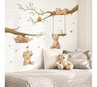 Runtoo Stickers Muraux Enfants Ourson Autocollant Mural Animaux Jungle Branche Arbre Deco Stickers Chambre Enfants Fille Garçon Bébé Décoration