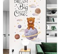 Runtoo Stickers Muraux Enfants Ourson Autocollant Mural Espace Planète Citations Deco Stickers Chambre Enfants Fille Garçon Bébé Décoration