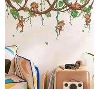 Runtoo Stickers Muraux Enfants Singe Autocollant Mural Animaux Jungle Forêt Tropicales Deco Stickers Chambre Enfants Bébé Décoration