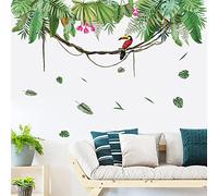 Runtoo Stickers Muraux Feuilles de Palmier Autocollant Mural Plantes Tropicale Vertes Deco Stickers Chambre Enfants Bébé Salon Décoration