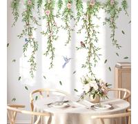 Runtoo Stickers Muraux Feuilles Vertes Autocollant Mural Fleurs Plantes Deco Stickers Salle de Bain Chambre Enfants Bébé Décoration