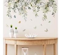 Runtoo Stickers Muraux Feuilles Vertes Autocollant Mural Plantes Papillon Fleurs Deco Stickers Salle de Bain Chambre Enfants Bébé Décoration