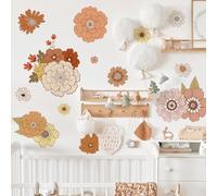Runtoo Stickers Muraux Fleurs Beige Autocollant Mural Boho Marguerite Florales Deco Stickers Chambre Enfants Bébé Salon Décoration