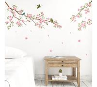 Runtoo Stickers Muraux Fleurs de Cerisier Autocollant Mural Branche Arbre Rose Deco Stickers Salon Chambre Enfants Bébé Décoration