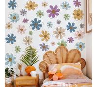 Runtoo Stickers Muraux Fleurs Marguerite Autocollant Mural Coloré Floral Pois Deco Stickers Salon Cuisine Salle de Bain Chambre Enfant Bébé Décoration