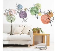 Runtoo Stickers Muraux Fleurs Moderne Boho Autocollant Mural Plantes Tropicales Deco Stickers Salle de Bain Salon Chambre Enfants Bébé Décoration
