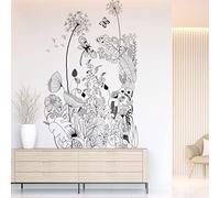 Runtoo Stickers Muraux Fleurs Noires Autocollant Mural Pissenlit Lotus Floral Deco Stickers Salon Chambre Enfants Bébé Décoration