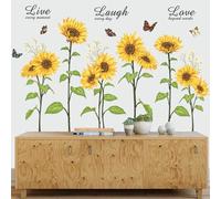Runtoo Stickers Muraux Fleurs Tournesol Autocollant Mural Floral Papillon Citations Deco Stickers Salon Cuisine Chambre Enfants Bébé Décoration