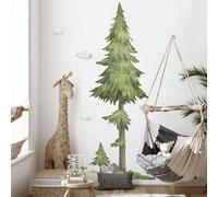 Runtoo Stickers Muraux Grand Arbre Pin Autocollant Mural Aquarelle Geant Arbre Deco Stickers Salon Chambre Enfants Bébé Décoration