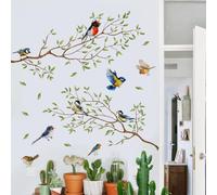 Runtoo Stickers muraux oiseaux à décoller et coller en forme de branche d'arbre pour salle de bain, chambre d'enfant