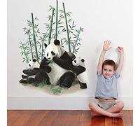 Runtoo Stickers Muraux Panda Autocollant Mural Bambou Animaux de la Jungle Deco Stickers Chambre Enfants Fille Garçon Bébé Décoration
