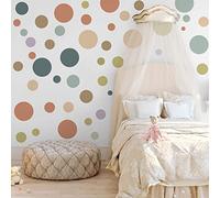 Runtoo Stickers Muraux Pois Autocollant Mural Bohême Coloré Cercle Deco Stickers Salle de Bain Salon Chambre Enfants Bébé Décoration