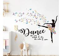 Runtoo Stickers Muraux Stickers Muraux Danseuse Chambre Fille Autocollant Mural Papillon et Fleurs Citations Deco Stickers Chambre Enfants Bébé Décoration