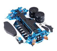 Runup Kit de montage de châssis TT02 en métal et fibre de carbone 1/10 | Ta-mi-ya RC On Road Touring Drift Car avec 4 roues pneus et amortisseur
