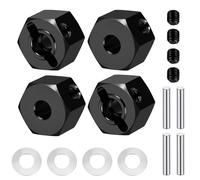 Runup Lot de 4 adaptateurs de moyeu hexagonal pour roue 1/10 TA-mi-ya WR02G en alliage d'aluminium 12 mm Entraînement de roue Hex Convertisseur avec goupilles de roue RC Pièces de mise à niveau (noir)
