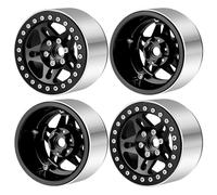 Runup Lot de 4 jantes en aluminium Beadlock de 2,2" - 35 mm - Pour AXIAL Wraith RR10 90048/90018 TRX4 SCX10 D90 1/10 RC Crawler Truck (noir)