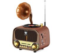 RUNUS J-190 Poste Radio Vintage Retro AM/FM/SW, Radio Portable Rechargeable avec 1800mAh, Bluetooth 6.0 et Haut-Parleur 5W, Fonctions USB/TF/AUX Intégrées