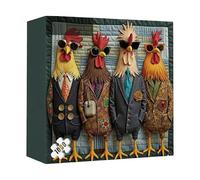 Runway Roosters Puzzle de 1000 pièces pour adultes, puzzle d'art coq à la mode, puzzle d'animaux difficiles, cadeau unique pour les amateurs de puzzle et les amateurs d'art (multicolore)