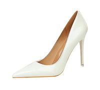 Runxingfu Femmes Haut Talon Chaussures - Dames 10.5cm Stilettos Pointu Orteil Robe Fête Soirée Escarpins Smart Bureau Mariage Slip on Cour Chaussures