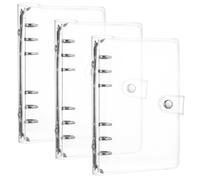runxsam 3 pcs classeurs A6 à 6 trous, PVC transparent, rechargeables | Fermeture à pression; 3 trous A6; feuilles/pochettes mobiles; PVC durable; pour journal, école, bureau.