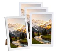 runxsam 4 cadres photo blancs 21 x 14.8cm en bois MDF, mur/posé sur table | Face transparente anti-poussière; vertical/horizontal; montage facile; pour salon chambre bureau couloir