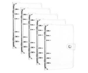 runxsam 5 pcs classeurs A6 à 6 trous, PVC transparent, rechargeables | Fermeture à pression; 6 trous A6; feuilles/pochettes mobiles; PVC durable; pour journal, école, bureau.