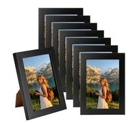 runxsam 8 cadres photo noirs 12,8 x 9 cm en bois MDF, mur/posé sur table | Face transparente anti-poussière; vertical/horizontal; montage facile; pour salon chambre bureau couloir