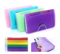 RUNYU 4 Pcs Trieur Extensible A6, 13 Pochettes Organisateur de Documen Avec 8 Étiquettes de Couleur, Multicolore Accordéon Trieur Classeur Extensible Range Document pour Reçus, Facture, Chèques