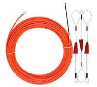 RUNYU Aiguille Electricien, 20 m Tire Fils Electrique 4 mm Diamètre Avec 3 Tête Flexible de Guidage pour Câble de Communication Mur Conduit de Sol(Orange)